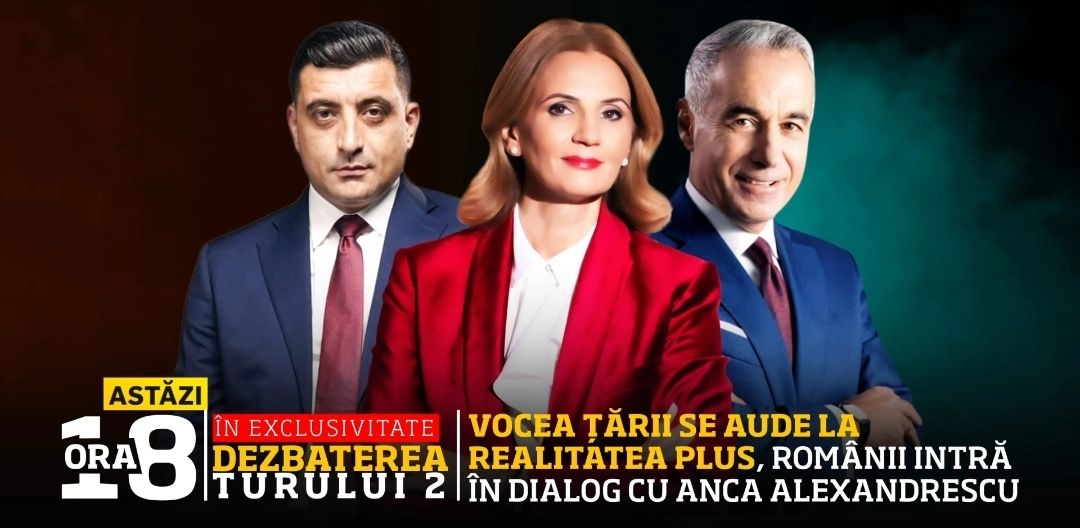 Anca Alexandrescu, ediție specială la ora 18.00. Vocea Poporului se aude la Realitatea PLUS: Dezbatere crucială înaintea turului 2 al alegerilor prezidențiale
