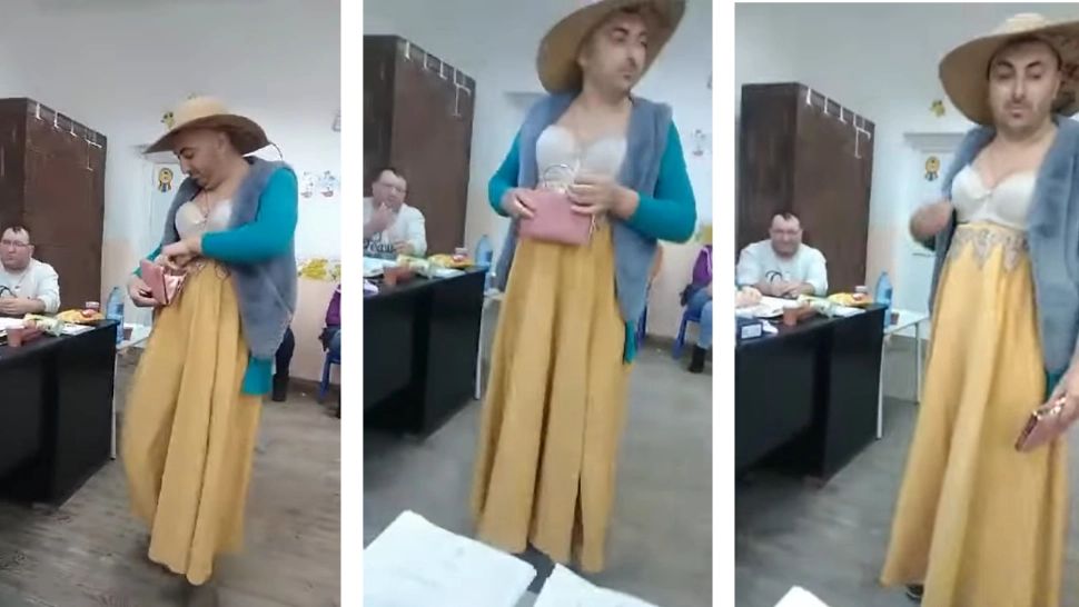 VIDEO: Hohote de râs într-o secție de vot din Botoșani la apariția unui votant mai deosebit. ”Doamna, trebuia să vă puneți o eșarfă” 