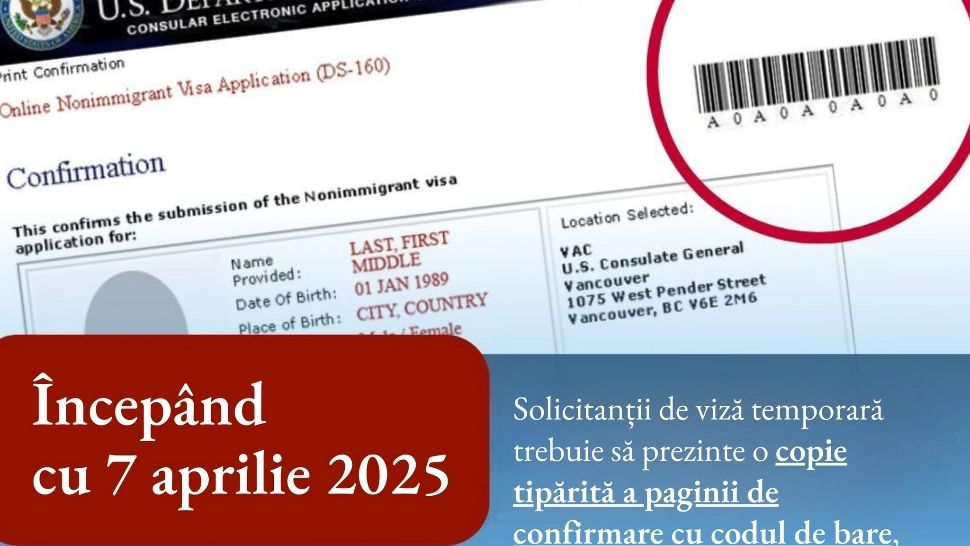 Ambasada SUA, anunț pentru românii care cer viză. O nouă reglementare, în vigoare din 7 aprilie, ce DOCUMENT se solicită?