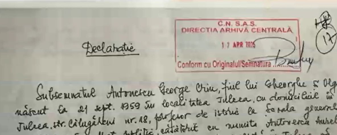 Crin Antonescu a prezentat declaraţia dată la Securitate! Planurile sorosiștilor, date peste cap - DOCUMENT/FOTO