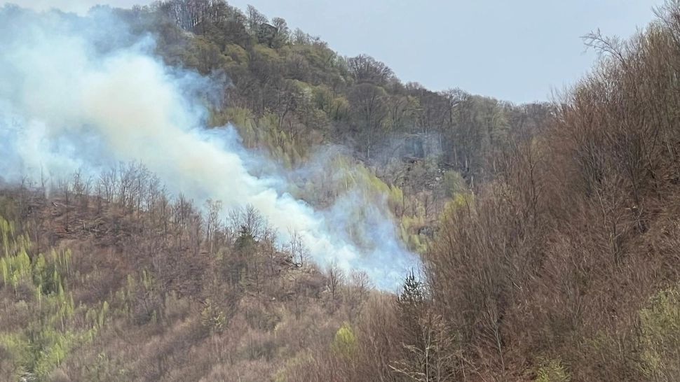Ard hectare întregi de pădure în județul Argeș. Mobilizare uriașă de forțe, un elicopter Black Hawk ajută în lupta cu flăcările