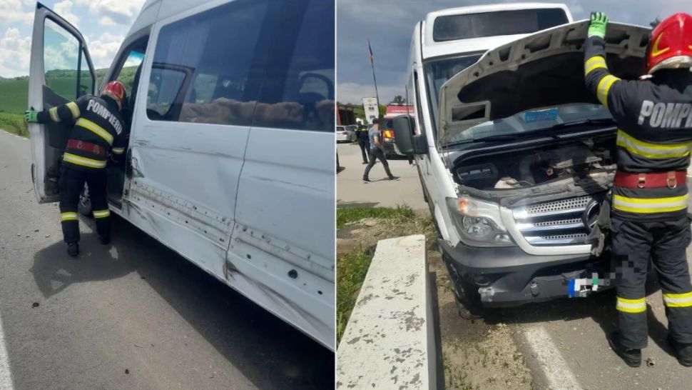 Un microbuz cu 12 elevi, implicat într-un accident la ieșire din Blaj. Un copil a fost rănit