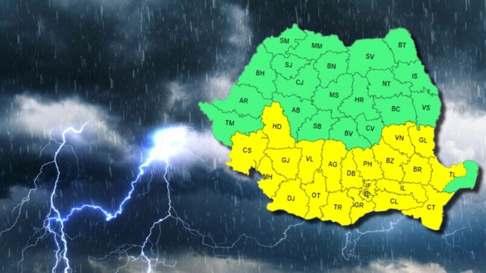 Cod Galben de intabilitate atmosferică accentuată. Zonele care vor fi lovite de ploi torențiale, vijelii, dar și grindină. Recomandările IGSU 