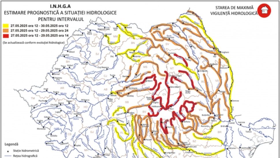 Hidrologii au extins Codul roşu de inundaţii pentru judeţe din Transilvania, Moldova şi Muntenia - HARTA zonelor amenințate