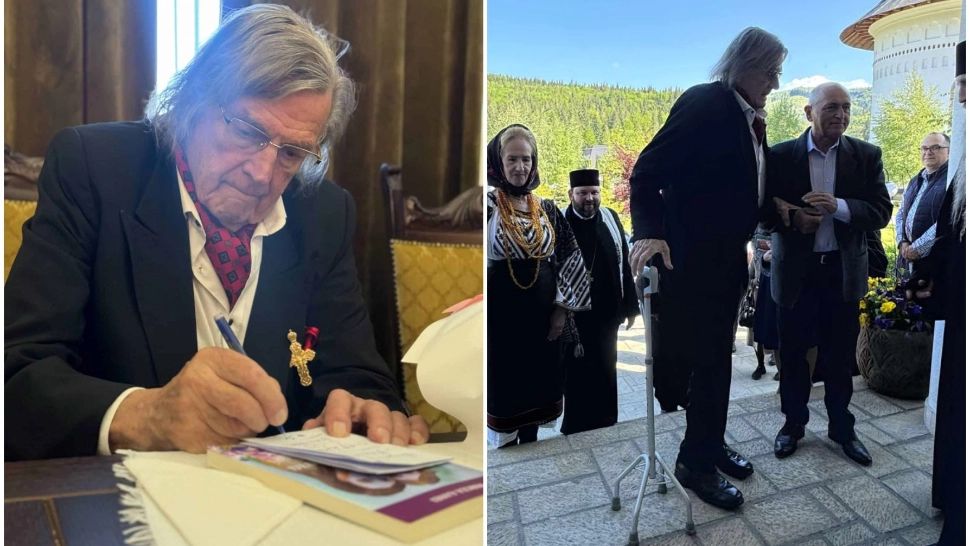 Florin Piersic, omagiat la Putna la 89 de ani: o apariție rară și emoționantă a marelui actor. Merge sprijinit de baston după ultimele probleme de sănătate