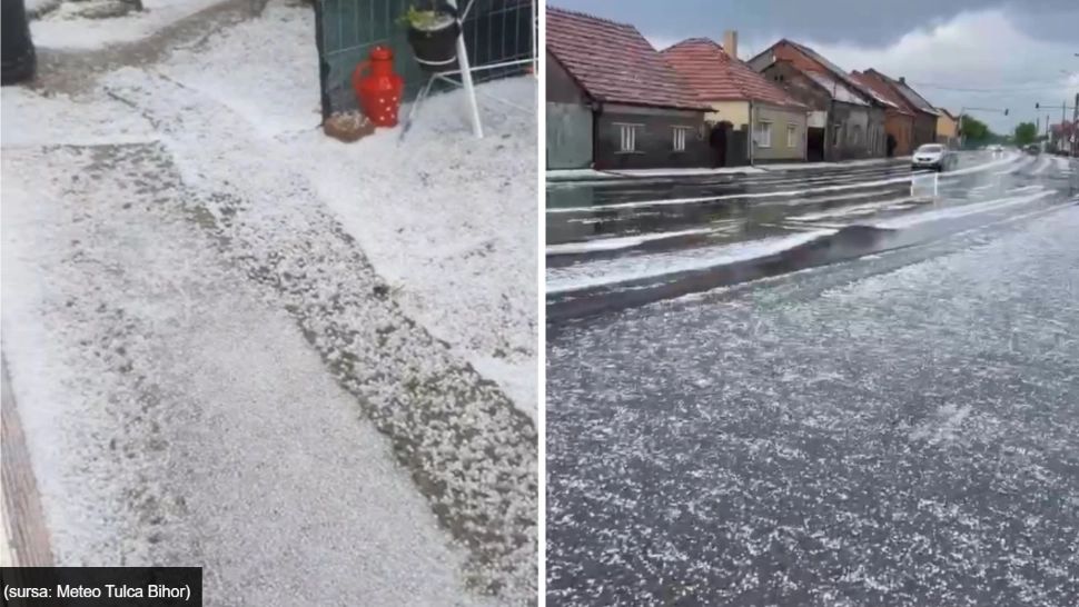 Urgie la Oradea. O furtună cu grindină a transformat peisajul într-unul de iarnă - VIDEO