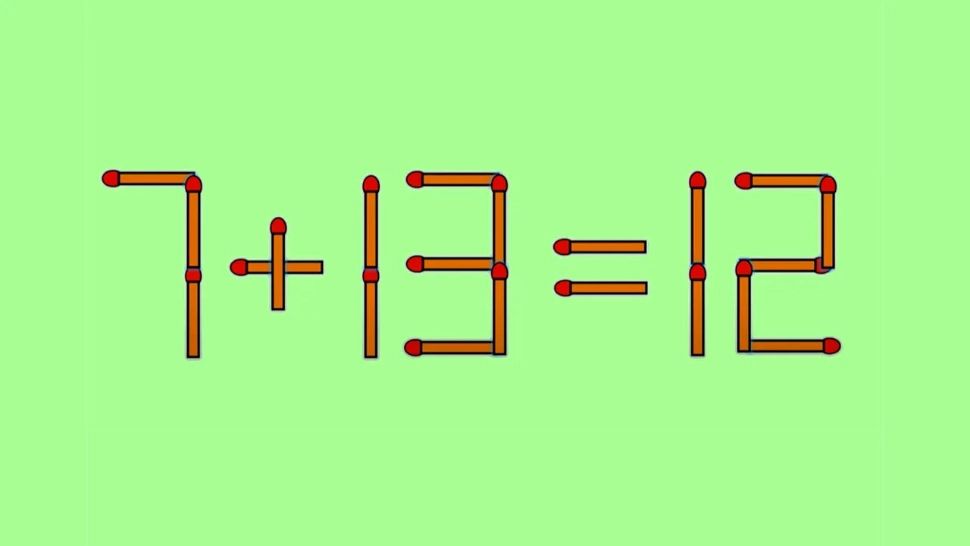 Test IQ la final de săptămână. Cum corectezi ecuația greșită „7 + 13 = 12” mutând un singur băț de chibrit?
