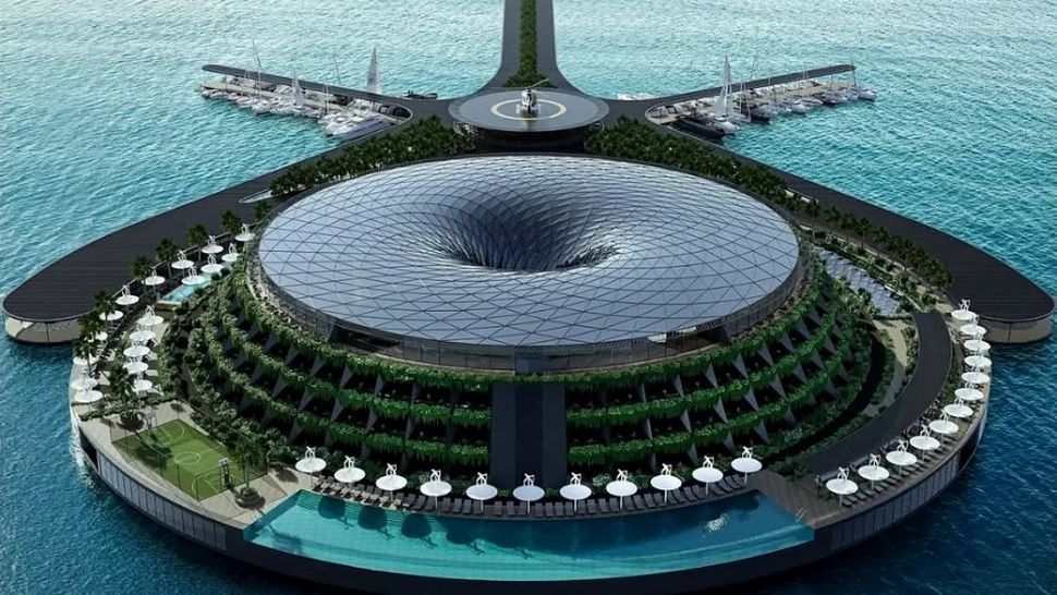 Stațiunea de lux plutitoare în mijlocul mării, care pare ruptă dintr-un film SF. Se află relativ aproape de România  