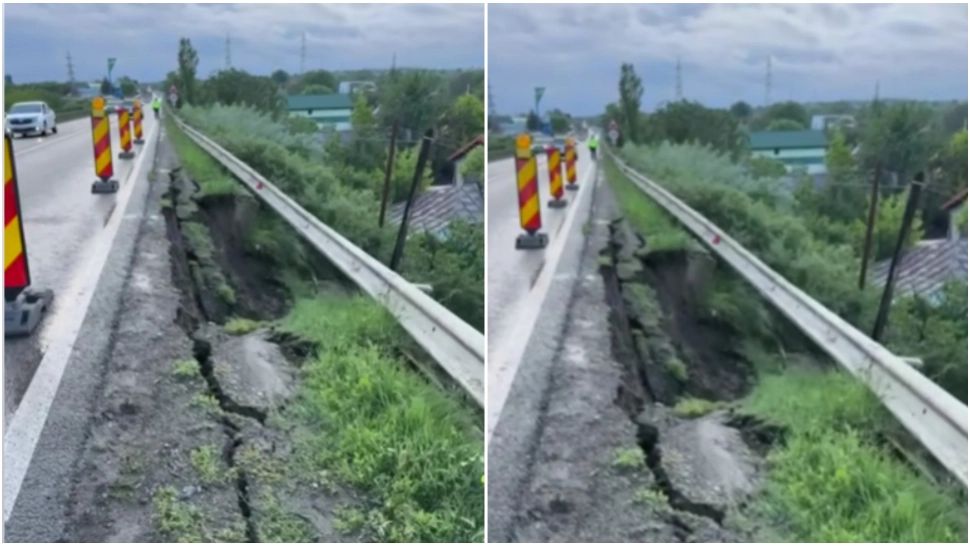 Mare atenție, șoferi! Restricții de circulație pe DN2B, în județul Brăila, după ce o porțiune din carosabil s-a surpat