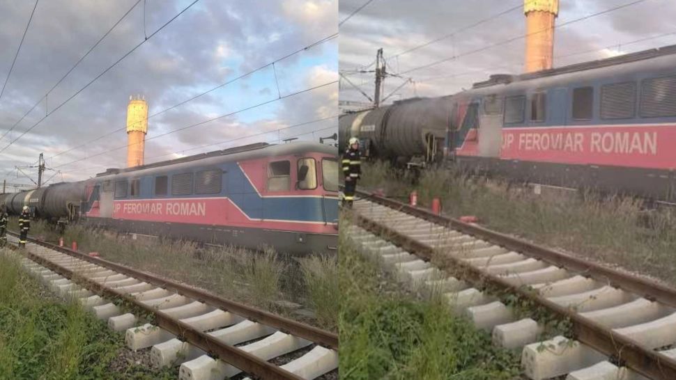 Alertă în Prahova. Un incendiu a izbucnit la locomotiva unui tren care tracta 36 de vagoane cu țiței
