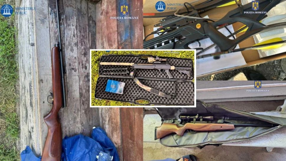 Percheziții de amploare în Buzău. Șase arme, o arbaletă și peste 2.300 de proiectile au fost confiscate 
