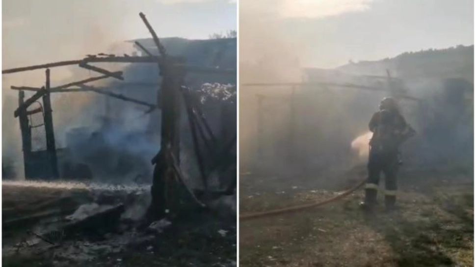 Incendiu puternic în Cluj: patru anexe mistuite de flăcări, intervenție de peste o oră a pompierilor
