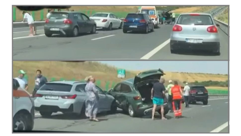 Grav accident pe Autostrada Soarelui: șapte mașini implicate în carambol. 14 persoane rănite, inclusiv doi copii