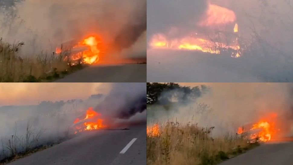 Mașină mistuită de flăcări în urma unui accident provocat de un șofer beat. Bărbatul avea o alcoolemie uriașă