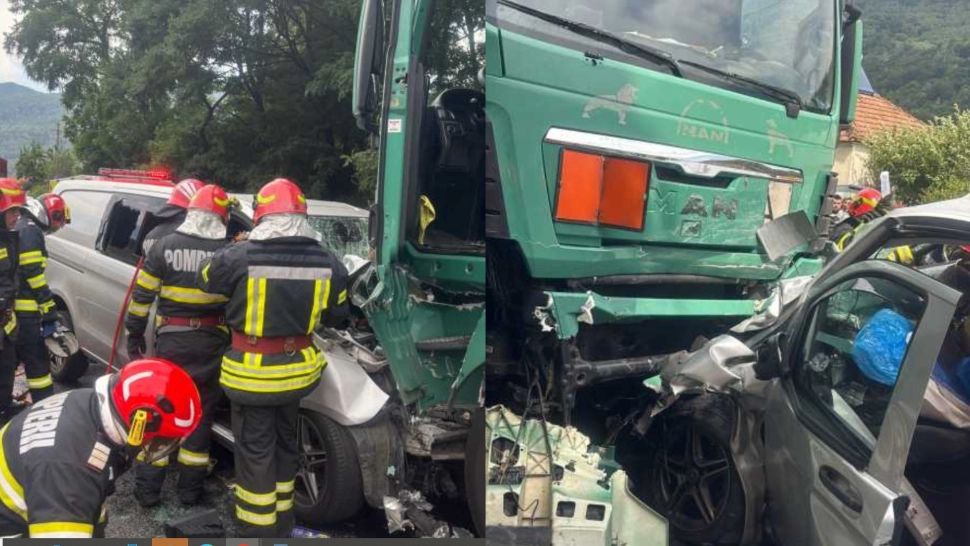 Tragedie pe Valea Oltului. Un cetățean britanic a murit în urma impactului dintre o dubă și un TIR