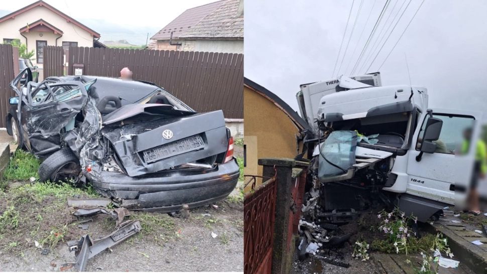 Accident pe DN1 C, în județul Cluj! O mașină a fost spulberată de un TIR