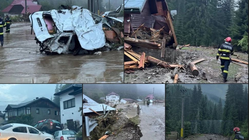 Stare de alertă în orașul Broșteni, după inundațiile catastrofale. Raed Arafat a anunțat cea mai amplă operațiune de salvare din România -VIDEO