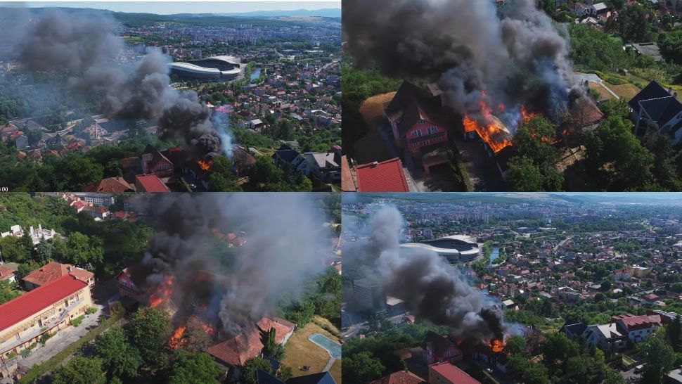 Incendiu de proporții în Cluj-Napoca. Mai multe case au luat foc. VIDEO 