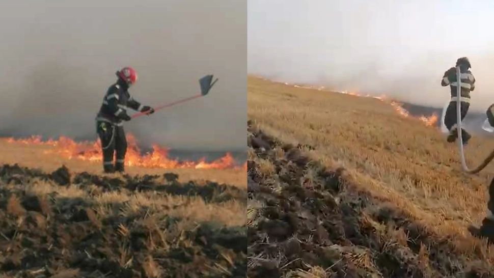 Incendiu masiv la periferia municipiului Tulcea. Circa 36 de hectare de vegetație uscată, mistuite de flăcări