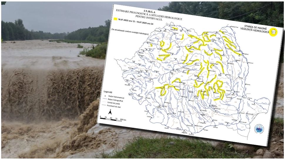 Alertă hidrologică! Cod galben de inundaţii şi viituri pe râuri din mai multe judeţe, până la miezul nopţii