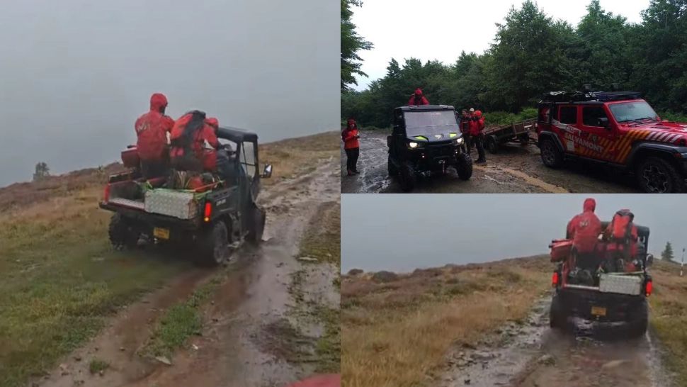 Salvamont Sibiu, misiune dificilă în Munții Cindrel. Un turist italian a fost rănit în timpul timpul unei curse de enduro. VIDEO