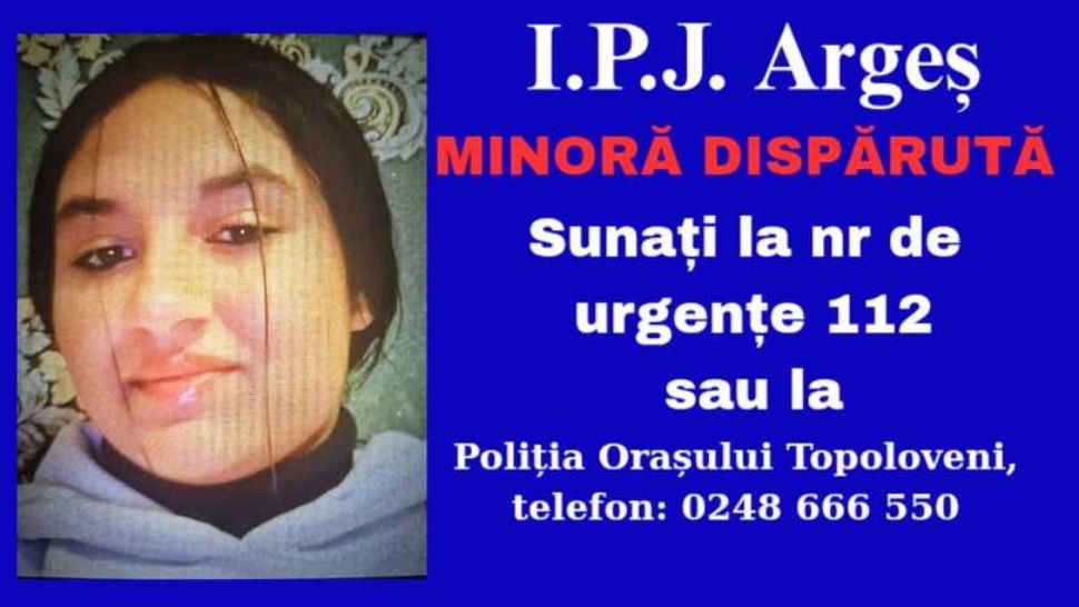 Adolescentă de 14 ani din Argeș, dispărută de câteva zile. Poliția a găsit-o în județul Ilfov