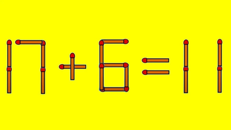 Test IQ cu bețe de chibrituri. Cum corectezi ecuația 17+6=11 mutând doar un băț?