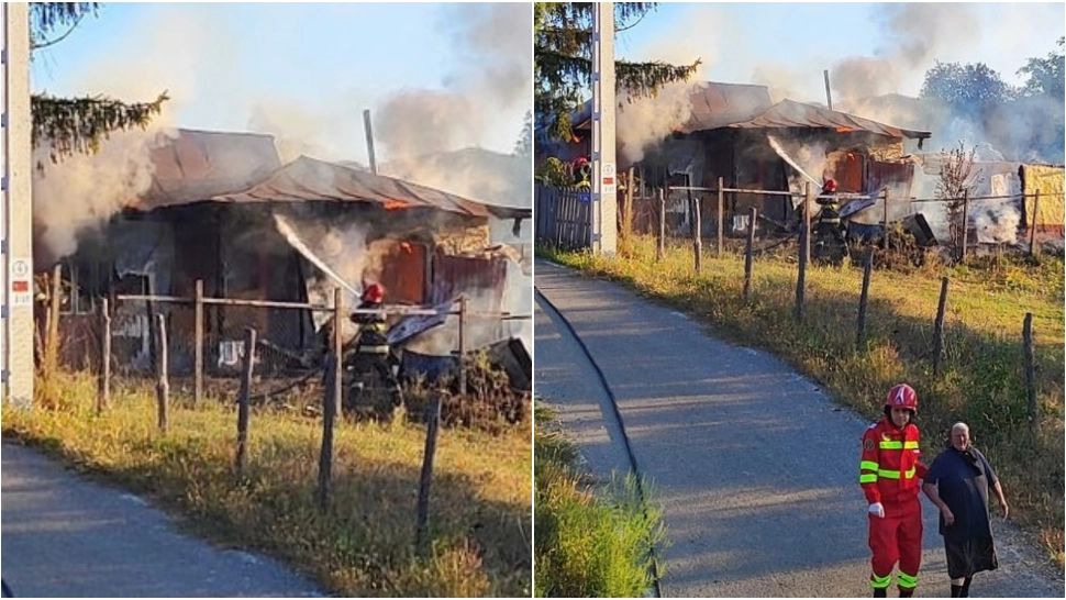 Incendiu de proporții în Vrancea! O femeie de 88 de ani a ajuns la spital cu arsuri, după ce casa i-a fost mistuită de flăcări 