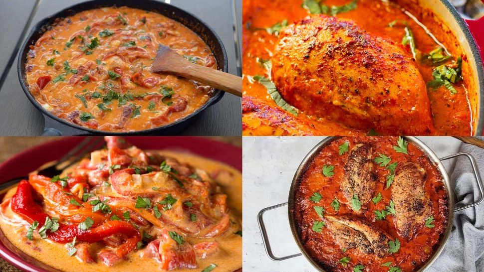 Piept de pui cu sos de ardei copți și smântână. O rețetă simplă și delicioasă pe care trebuie să o încerci 