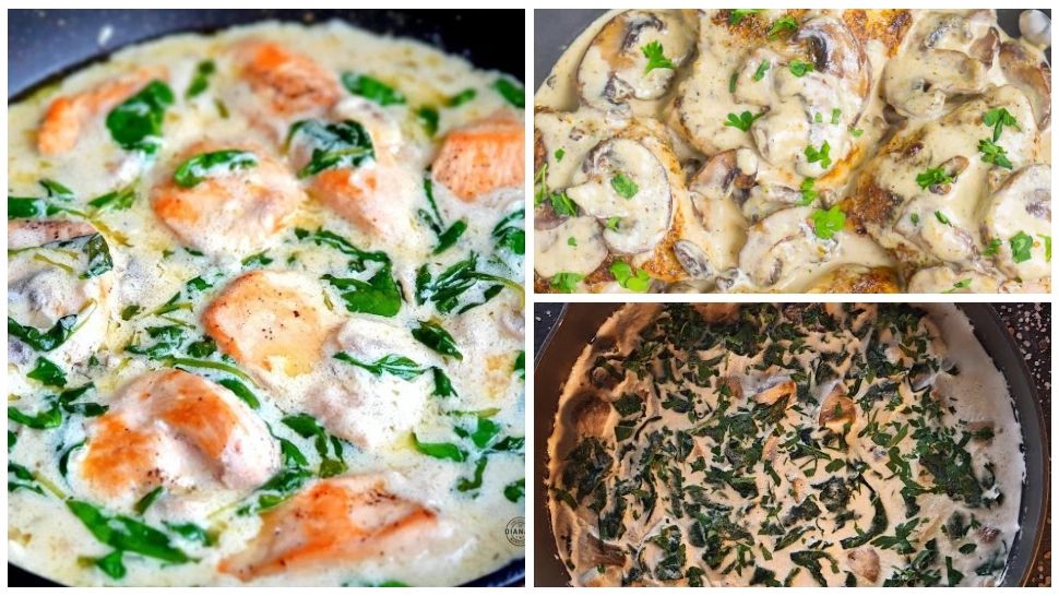Pui cu spanac și sos de ciuperci cu smântână. Rețeta simplă și delicioasă, perfectă pentru prânz și cină 