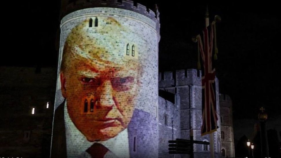 Imagini șocante au fost proiectate pe Castelul Windsor chiar în prima seară a vizitei lui Donald Trump în Marea Britanie