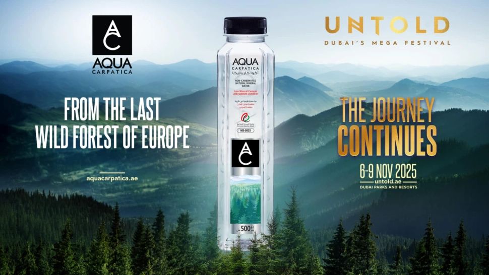 AQUA Carpatica revine la UNTOLD Dubai 2025 ca partener oficial de hidratare, consolidând strategia de expansiune în 25 țări