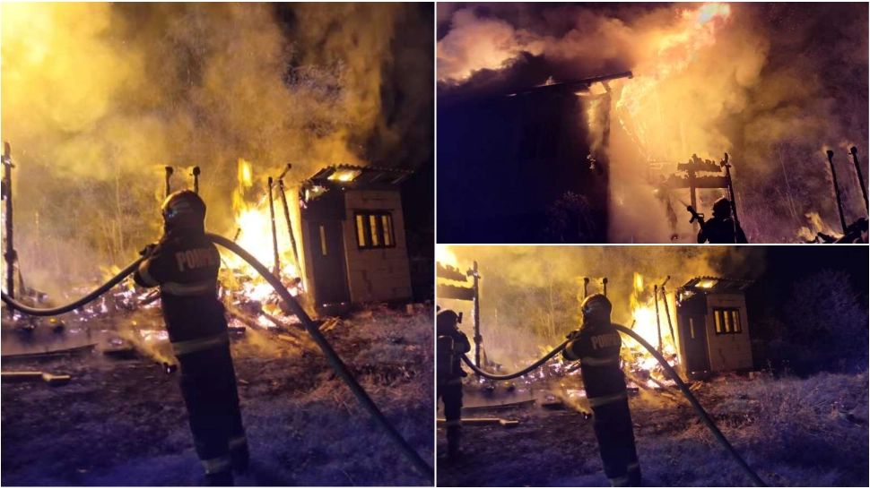 Incendiu de proporții în județul Argeș. O casă a fost mistuită de flăcări. Totul a pronit de la un cablu electric 