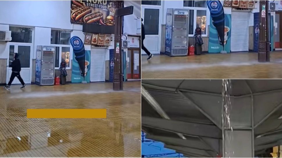 Efectele ciclonului Barbara. Gara de Nord din Capitală s-a transformat într-un lac - VIDEO