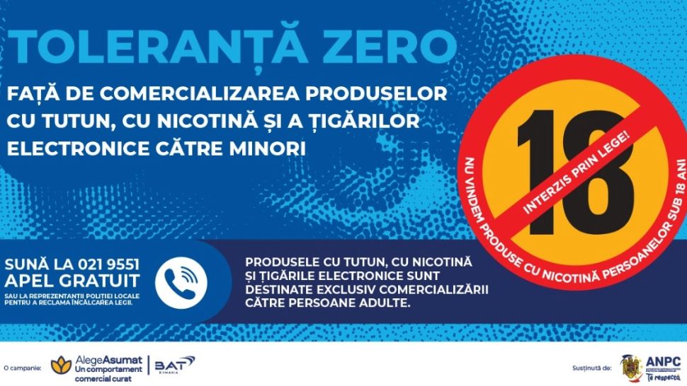 Toleranță ZERO față de comercializarea  produselor din tutun și nicotină către minori. Angajamentul BAT Romania pentru practici comerciale responsabile