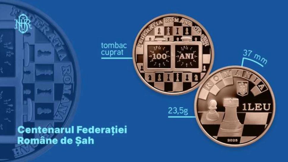 O piesă rară pentru pasionați. BNR lansează o monedă specială pentru 100 de ani de șah în România