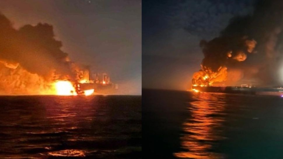 Alertă în largul Mării Negre. Două petroliere din ”flota fantomă” a Rusiei au luat foc