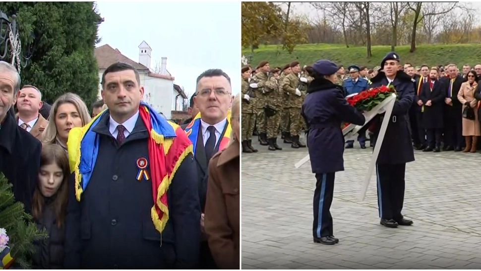 George Simion, aplaudat de oameni la Alba Iulia. Momentul depunerii coroanei din partea lui Nicușor Dan, huiduit -VIDEO