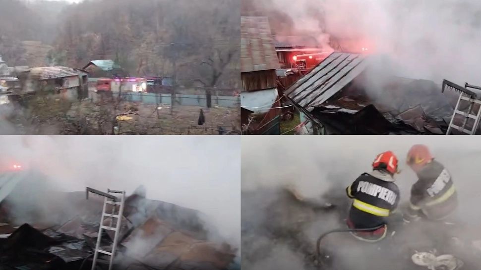 Casă mistuită de flăcări în Vrancea. Un om a murit intoxicat cu fum 