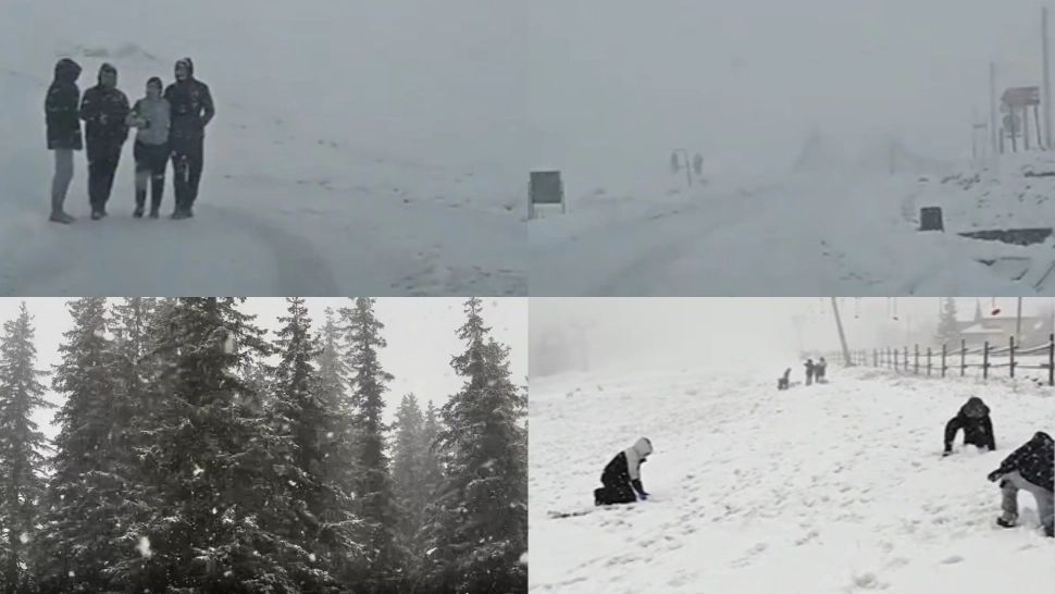 Ninge abundent la Rânca, zăpadă de câțiva centimetri. Drumarii intervin cu utilaje -VIDEO