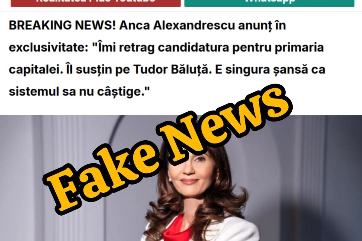 Anca Alexandrescu și realitatea.net, victimele unui fals grosolan. Un fake news lansat pe X anunță retragerea candidatei independente - FOTO