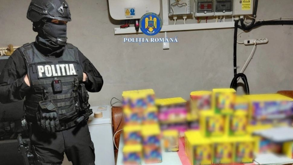 Captură record la Târgoviște: polițiștii au confiscat peste 2 tone de petarde și artificii FOTO