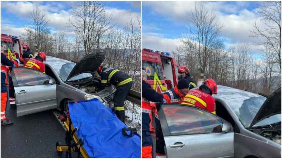 Accident grav pe DN 14, la ieșire din Sighișoara, chiar în prima zi a anului. Două persoane sunt încarcerate. A fost solicitat elicopterul SMURD