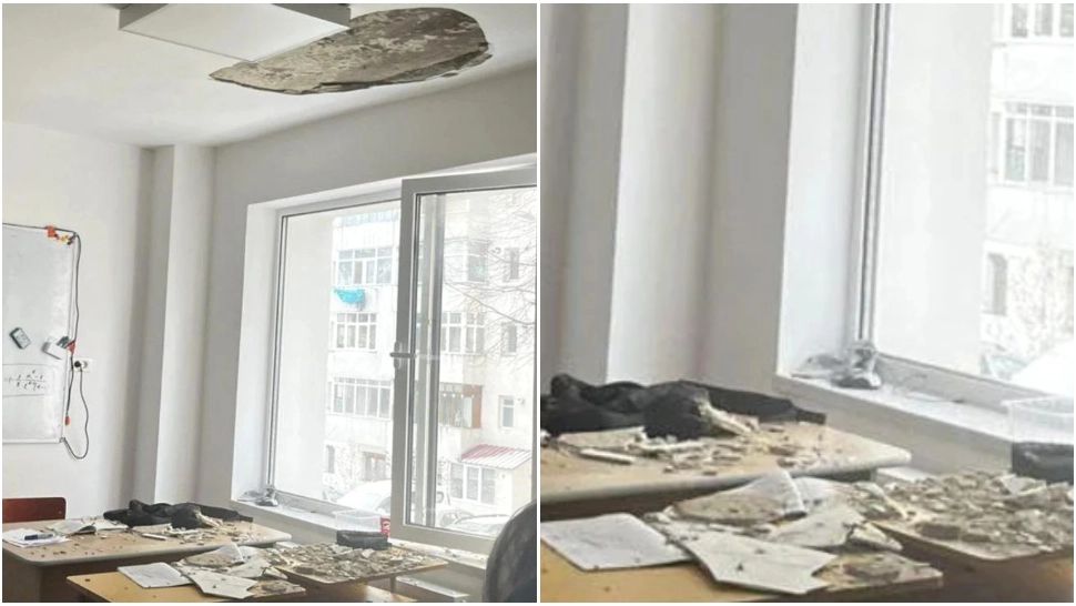 Panică într-o școală din Botoșani: tavan prăbușit chiar în timpul orelor de curs! Un elev, rănit ușor: reacția unității de învățământ