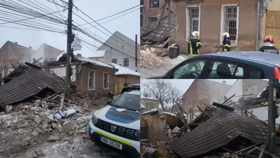 EXPLOZIE la sediul Poliției Lugoj! Trei angajați MAI au fost răniți după ce o anexă a sărit în aer: momentul deflagrației, surprins de camere FOTO&VIDEO