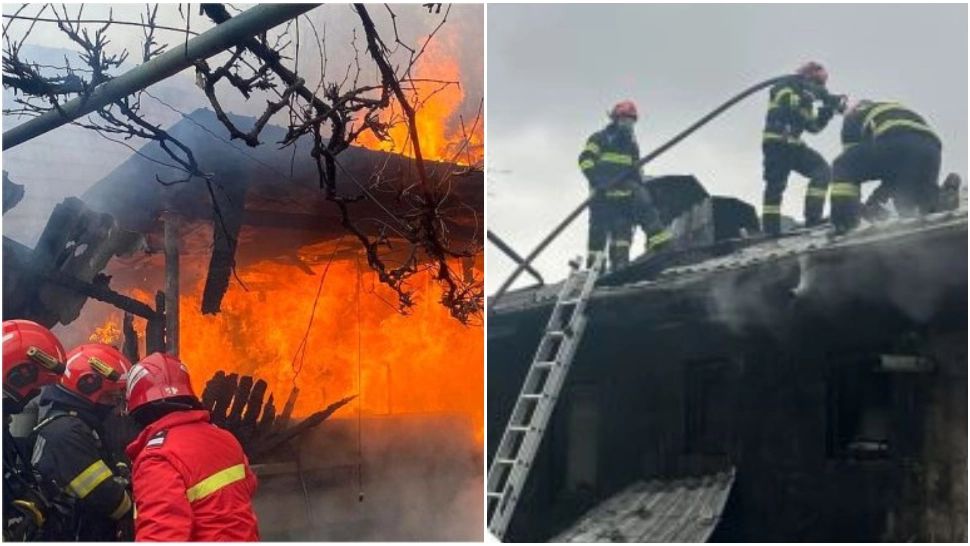 Incendiu de proporții într-o gospodărie din Olt, provocat de o lumânare lăsată nesupravegheată. Pompierii s-au luptat patru ore cu flăcările 