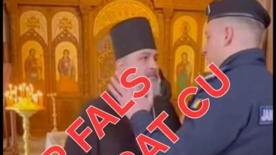 FAKE NEWS demontat! MAI dezminte clipul cu un preot și un jandarm, într-o biserică: imaginile, generate de AI