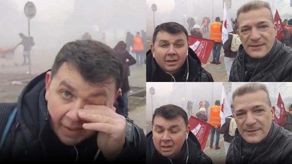 Jurnalistul Realitatea PLUS, gazat la protestul fermierilor de la Strasbourg: ”Ne-au dat gata. Exact în mijloc ne-au prins”