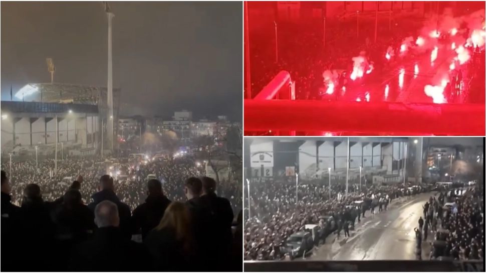 Imagini emoționante de pe stadionul ”Toumba” din Grecia. Mii de suporteri ai echipei PAOK, ultim omagiu pentru cei șapte fani morți în accidentul din România - VIDEO 