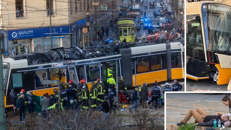 Accident teribil la Milano. Un tramvai a deraiat și a lovit o clădire istorică. Un om a murit, alți 40 de pasageri au fost răniți - VIDEO